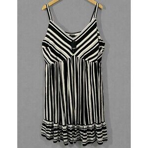 NWT Torrid 3X 22-24 Babydoll Sundress Black White Striped Spaghetti Strap Dress